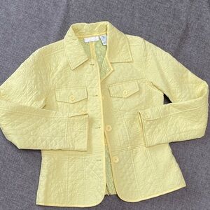MiFresia Canary Yellow Quilted Light Blazer Jacket Back Pleat Pockets Southern
